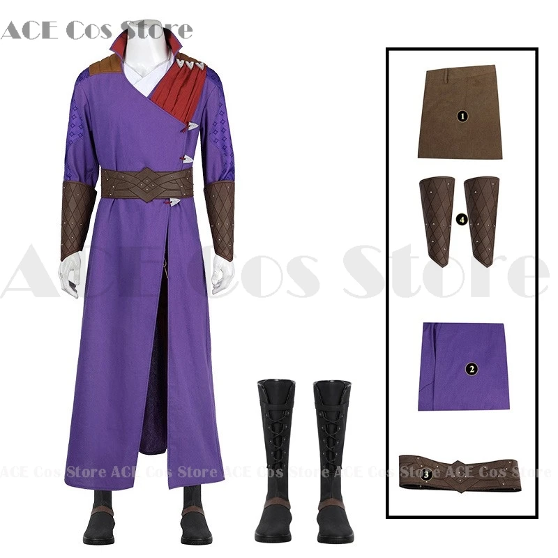 

Gale Cosplay Costume Purple Robe Men Game Baldur's Cosplay Costume Gate Disguise Shoes Men Male Halloween Party Roleplay Clothes
