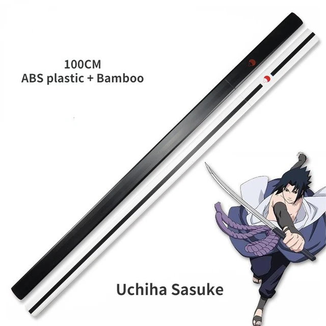 Anime Sword Sasuke Katana Real The Uchiha Family Logo Handmade Cosplay  Props Naruto Cosplays 100cm Black/