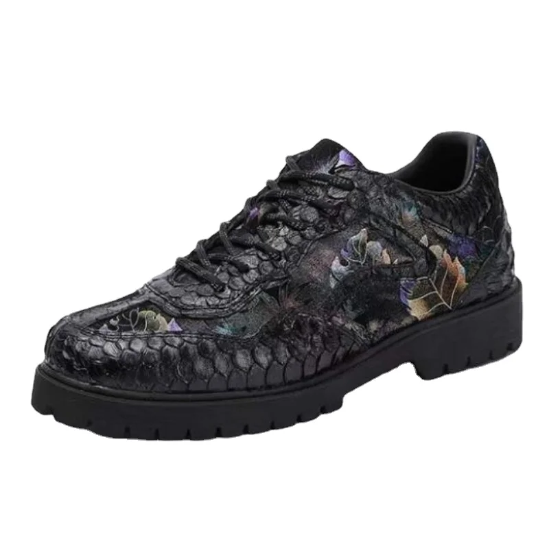 

Snake Skin Couple Formal Leather Shoes Comfortable Luxury Designer Hand Sewn Men's Genuine Leather Snakeskin Unisex Casual Shoes
