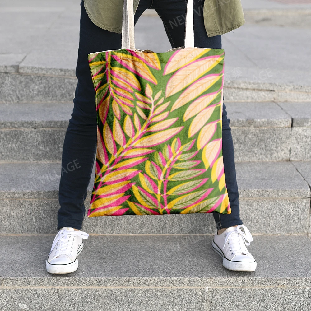 Canvas shoulder bag organization storage Handbags cosmetics travel Women's bag Shopping Fabric pouch nordic boho Customizable 3