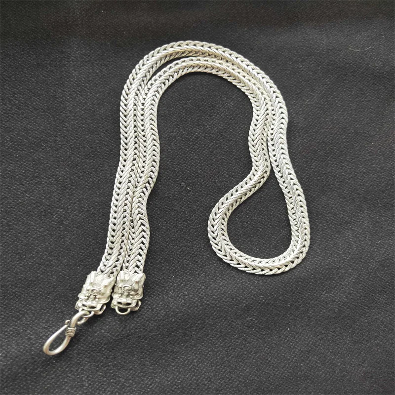 

Mai Chuang/Retro Tibetan Silver Antique Dragon Head Weaving Necklace Personality Fashion Men and Women Couple Gift