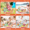 VATOS Kids Play Dishwasher Set Electric Faucet Manual Pump 2 in 1 Running Water Table Kitchen Toy Pool Fishing Game Ages 3+ Girl 5