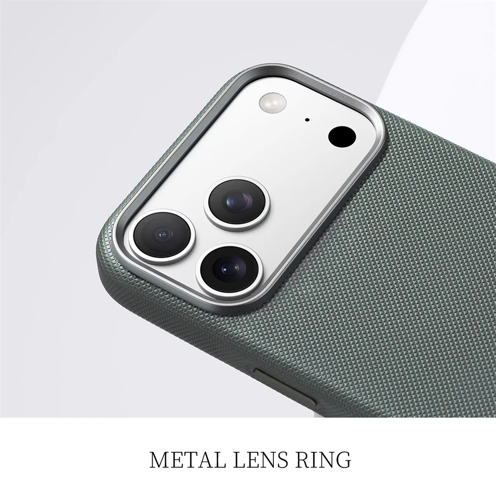 Luxury Diamond Textured Leather Case with Alloy Lens and Wireless Charging Compatibility