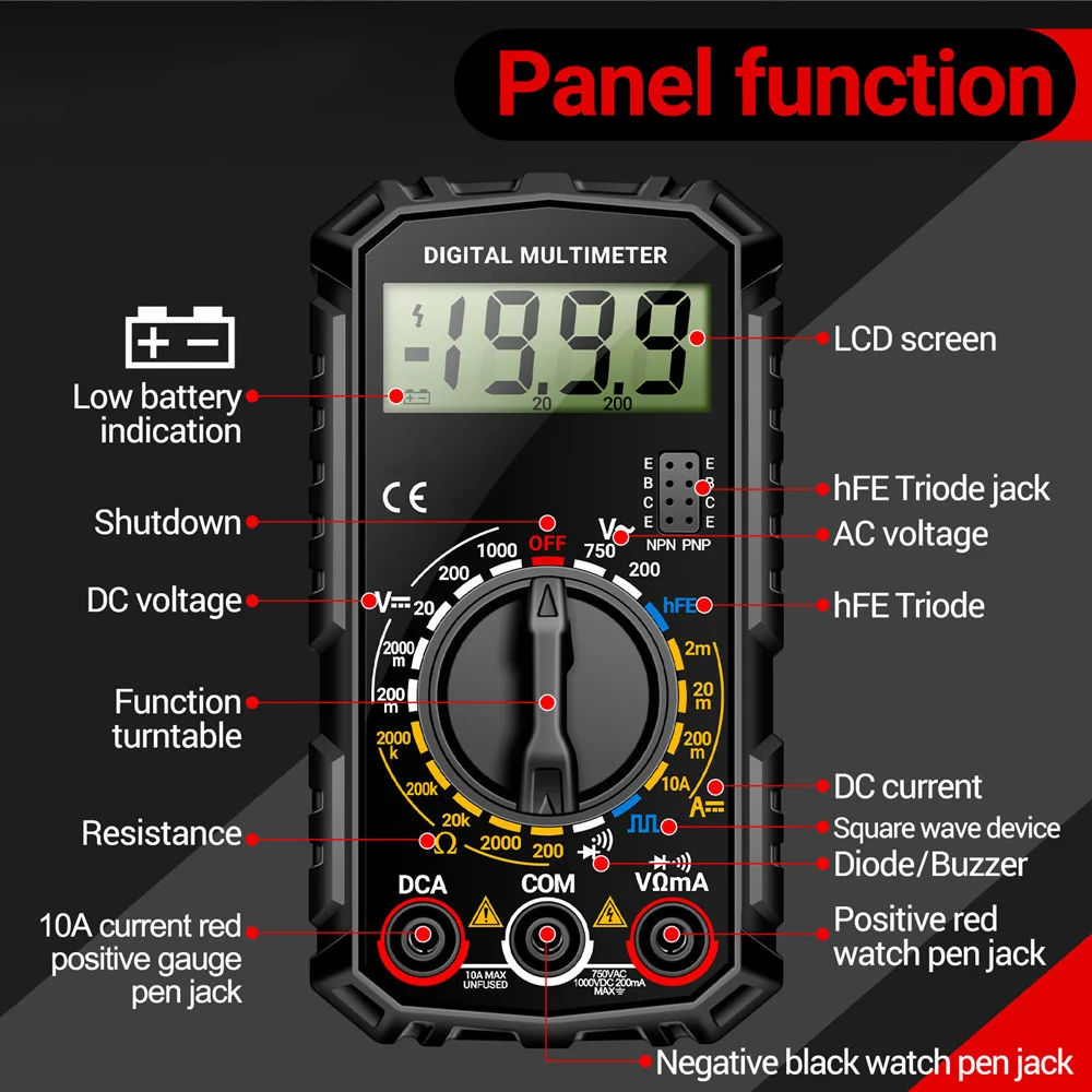 SZ308 Digital Multimeter Maximum Count 1999 Mini Digital Multimeter for Electrician Inspection And Repair Display digital multimeter multimeter tester
