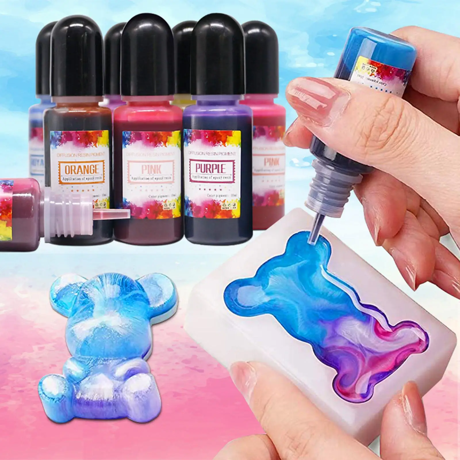 24개 잉크 세트 에폭시 레진 색소 기반 잉크 10ml 레진 착색액 염료 컬러 스크랩북 DIY 아트 공예 페인트