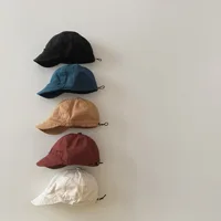 Korean Kids Baby Hat Spring Autumn 2024 New Soft Brim Viors Simple Outdoor Boy Girl Sun Hats Children's Solid Color Baseball Cap 2