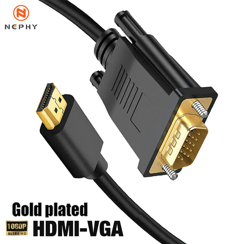 Gold Plated HDMI to VGA Adapter Connecto Line Converter Cable FHD 1080P For Desktop Laptop PC TV Monitor Projector 1M 2M 3M hdmi to vga adapter cable