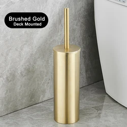 Sleek Black Wall-Mounted Stainless Steel Toilet Brush Holder (Brushed Gold Deck)