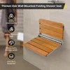 Wall Mounted Folding Shower Seat 400lbs Load-Bearing Rust-Proof Solid Wood Stainless Steel Bathroom Chair Foldable Sauna Bench 2