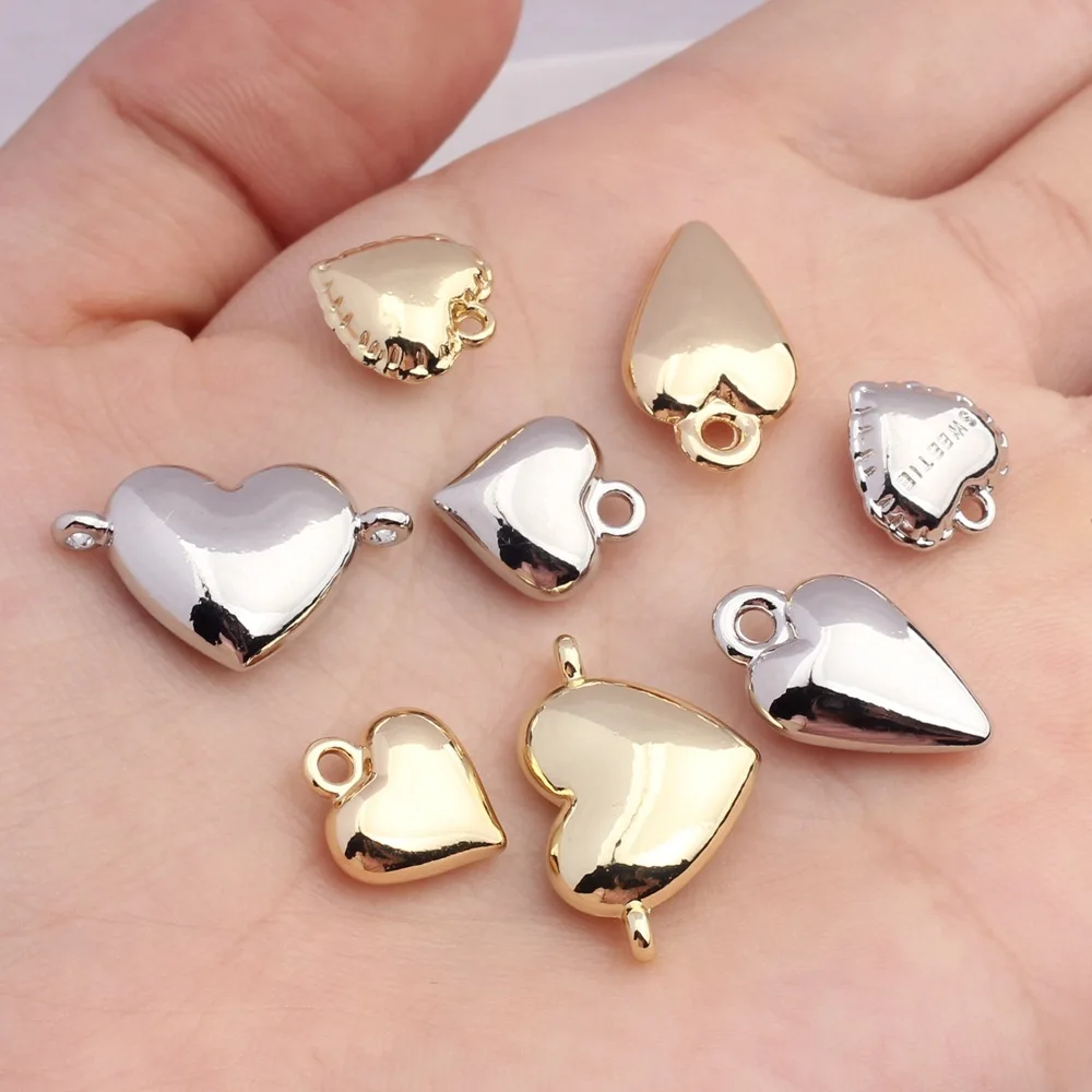 

5Pcs Simple Glossy Love Heart Small Pendant Necklace Bracelet Women Korean Version of DIY Earrings Jewelry Accessories Wholesale