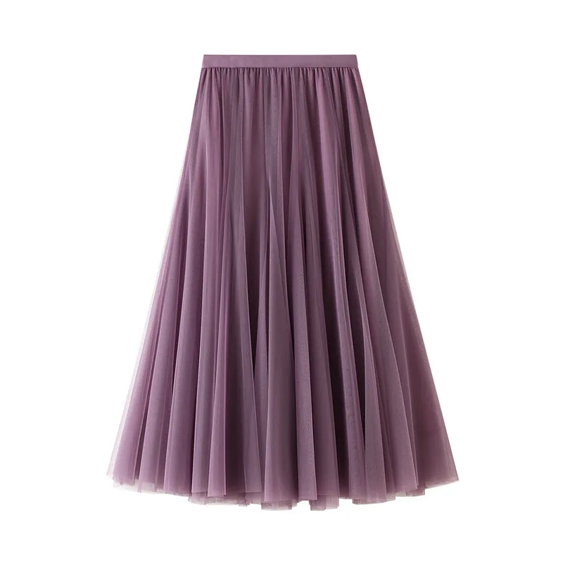 

New Long Gauze Skirt Skirt Skirt for Women In Autumn and Winter High Waist Medium Length Gauze Skirt Pleated Skirt A-line Skirt