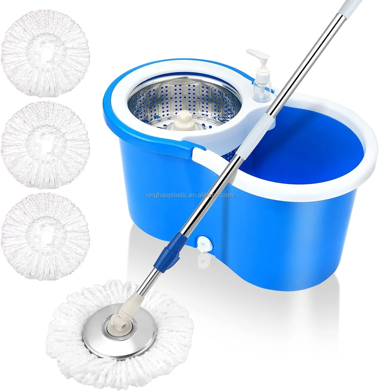 Sobam Free Hand Washing Telescopic Rod 360 Degree Rotating Rotatable Adjustable Cleaning Mop Bucket