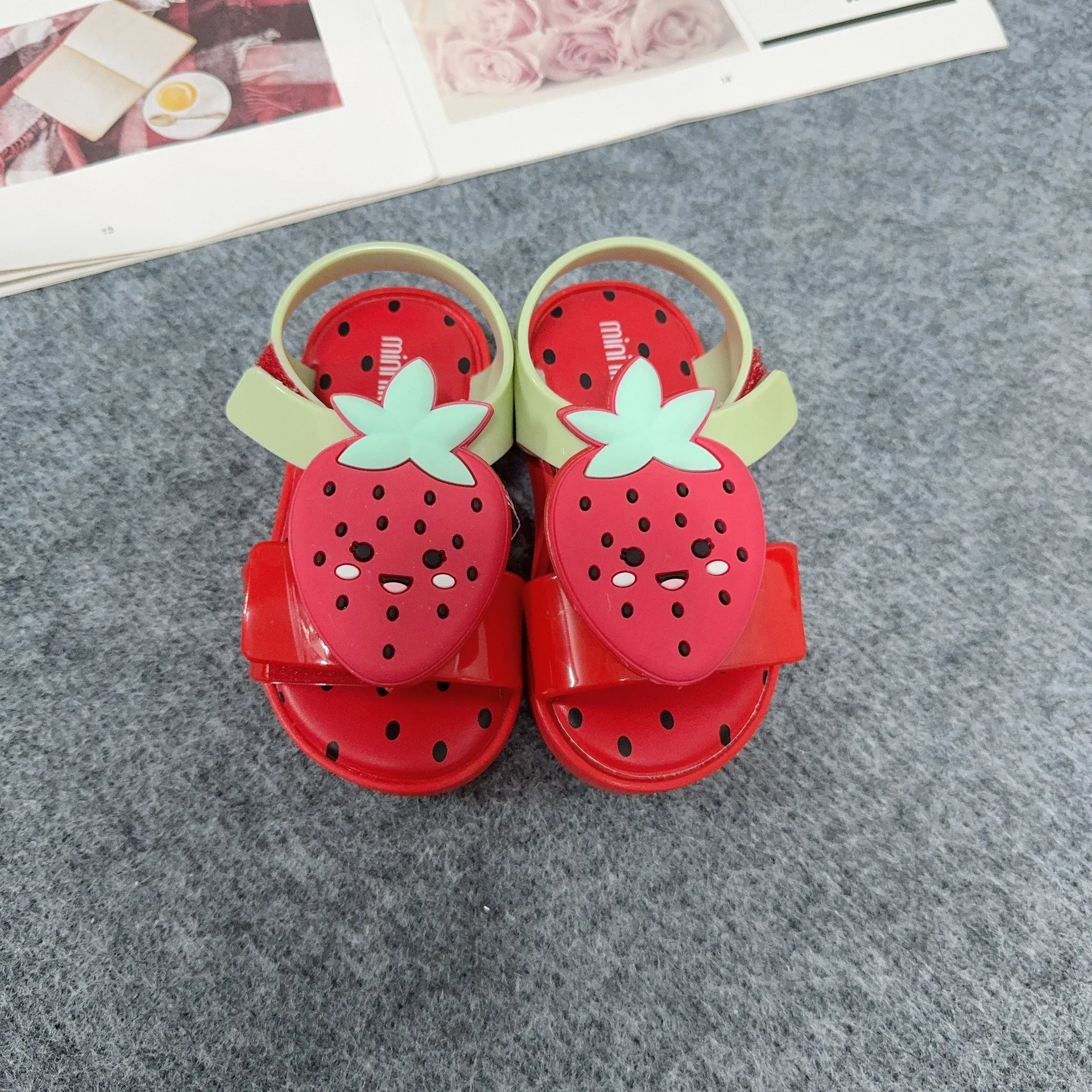 Mini Melissa Summer Sandals for Girls Bow Non-slip Soft Soled Versatile Solid Korean Children Sweet Princess Shoes Beach Sandals 4