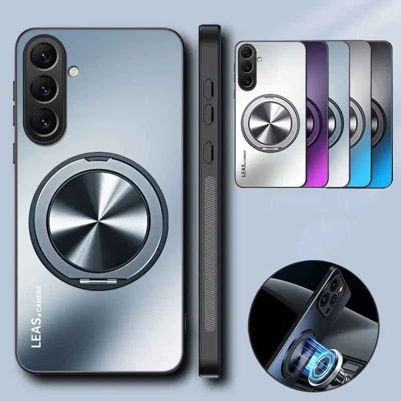 Magnetic Shockproof Matte Case with 360° Rotating Ring Holder