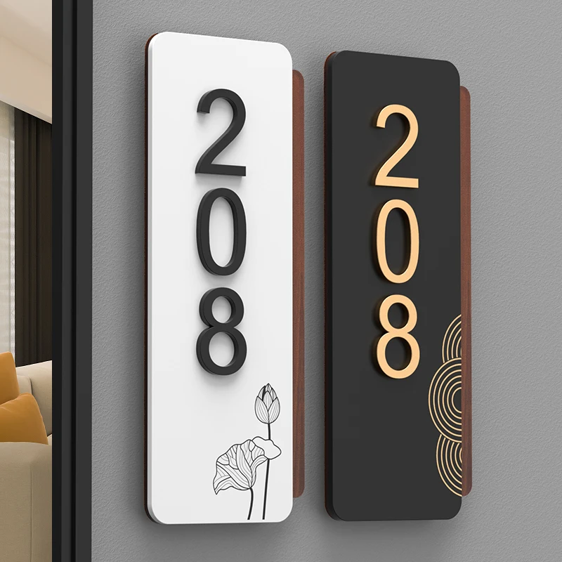 Acrílico Laser Corte Casa Número Personalizado Moderno Porta Placa Casa Villa Loja Loja Escritório Apartamento Restaurante Hotel 3d