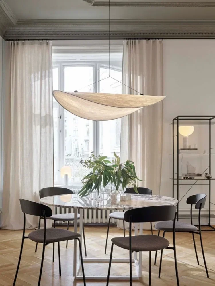 Nordic Wabi Sabi Pendant Lamp for Bedroom Living Dining Home Decoration Designer Scandinavian White Led Hanging Chandelier Light 5