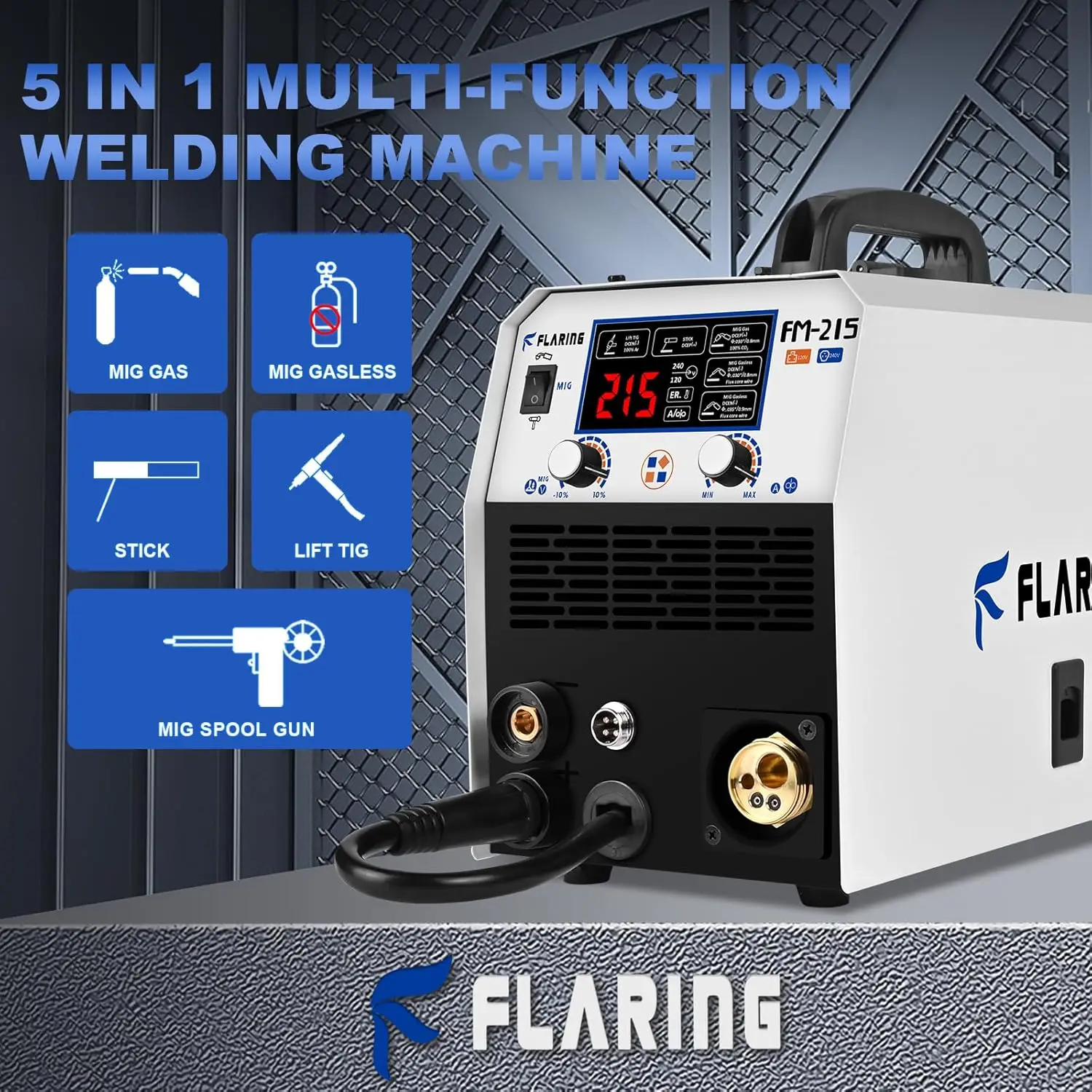 Welder,MIG Welder Machine 120V/240V Dual Voltage 6 in 1 Gas Flux Core MIG/Stick/Lift