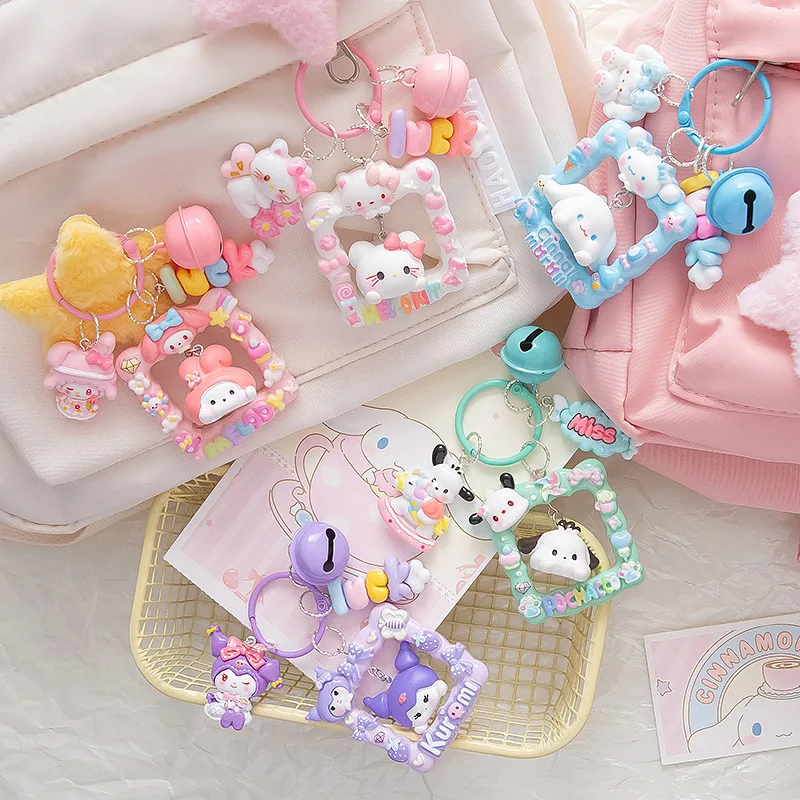 

Kawaii Sanrio Hello Kitty Keychain Backpack Pendant Cartoon Melody Kuromi Doll Pendant Decoration Keyring Jewelry Girl Gifts Toy