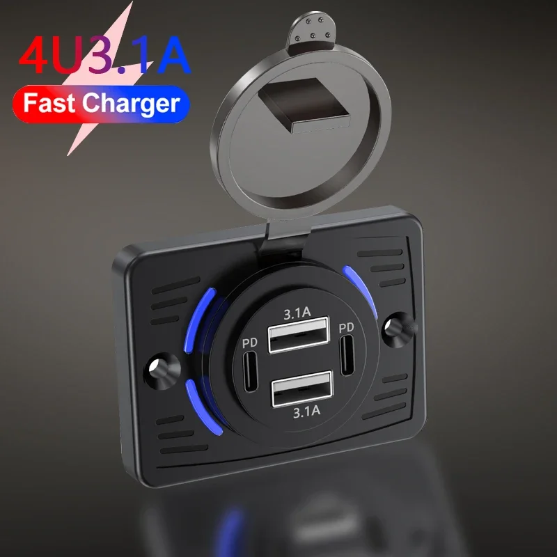 High-Power 4-Port USB Wall Charger with Quick Charge and Type-C Fast Charging