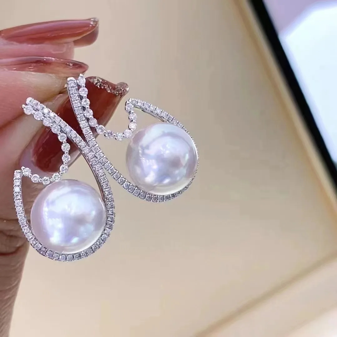 

Серьги с жемчугом MJ, Изящные Ювелирные изделия, искусственное серебряное круглое украшение 10-11 мм, натуральный пресноводный белый жемчуг, висячие серьги-подвески, подарок