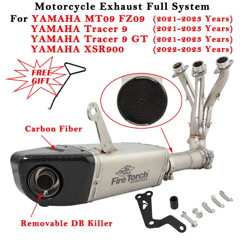 

Moto Exhaust Full Escape Modified Muffler With Front Link Pipe For YAMAHA MT09 FZ09 Tracer 9/9GT XSR900 FZ MT 09 2021 2022 2023