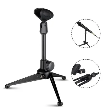 Supporti per microfono Treppiedi da tavolo Mini supporto da tavolo portatile Supporto per microfono regolabile Staffa di supporto per clip per microfono Staffe leggere