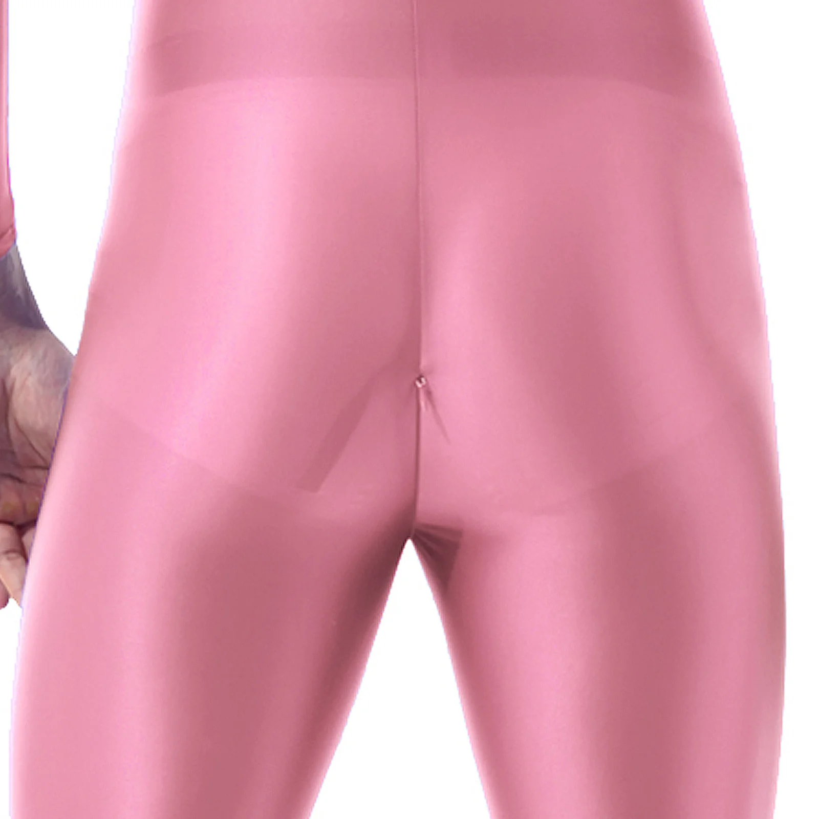 Mens Lingerie Bodystocking Ankle Length Double-ended Zipper Bodysuit Shimmery Smooth High Neck Long Sleeves Leotard Jumpsuit men bodysuit jumpsuit,men lingerie underwear