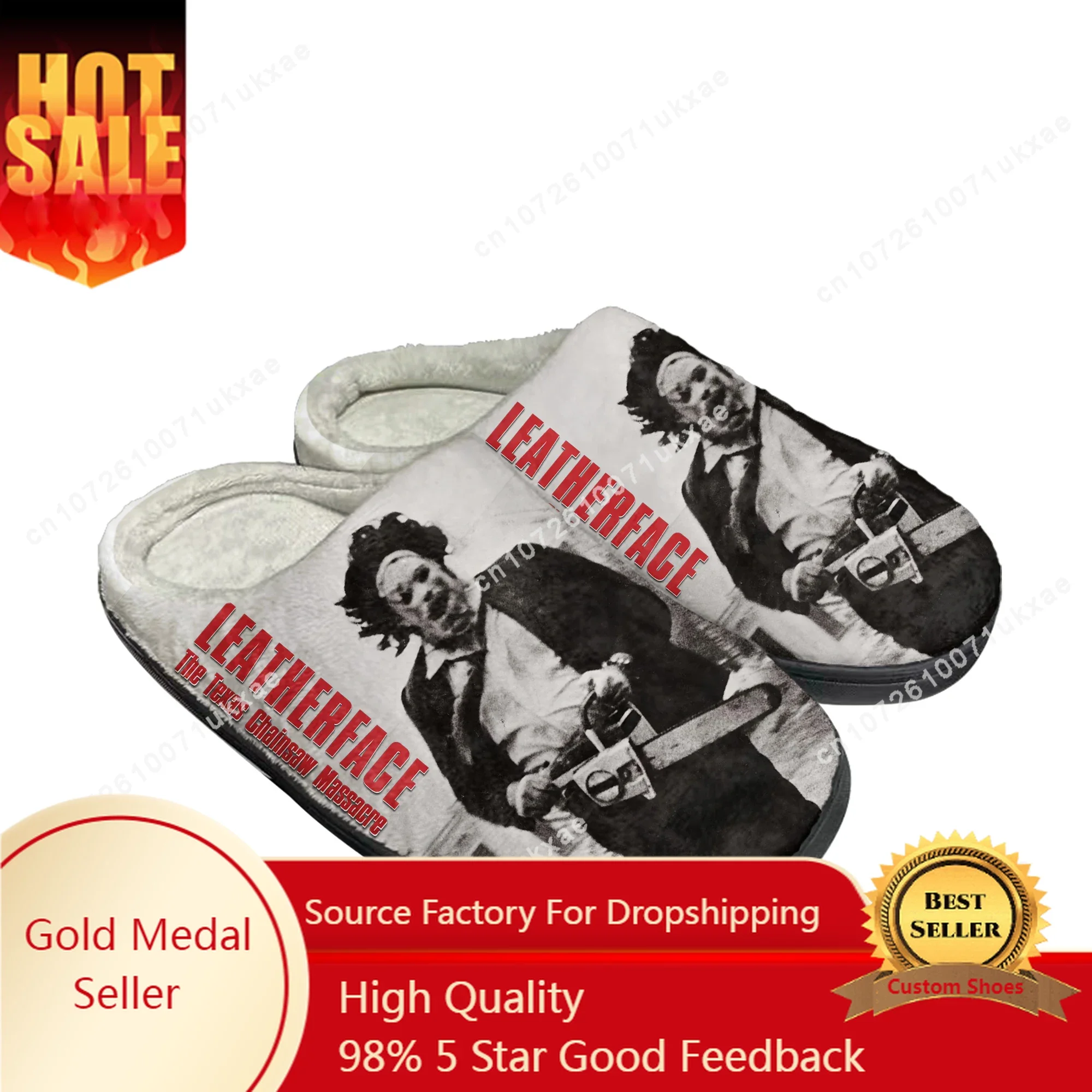 

Texas Chainsaw Massacre Leatherface Home Cotton Slippers Mens Womens Plush Bedroom Casual Keep Warm Shoes Indoor Customized Shoe