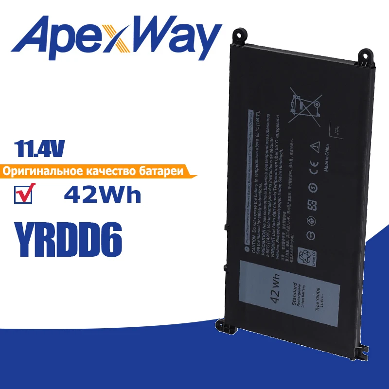 Apexway Yrdd6 Batteria Del Computer Portatile Per Dell Vostro 3491 3501 3590 3490 3591 5490 5581 5481 3400 3401 3405 3500 Latitude 3300 3401 3379