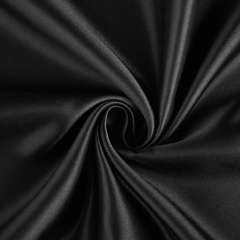 Luxurious Black Silk and Satin Pillowcases - Set of Two, Standard & Large Sizes, Ultra-Soft