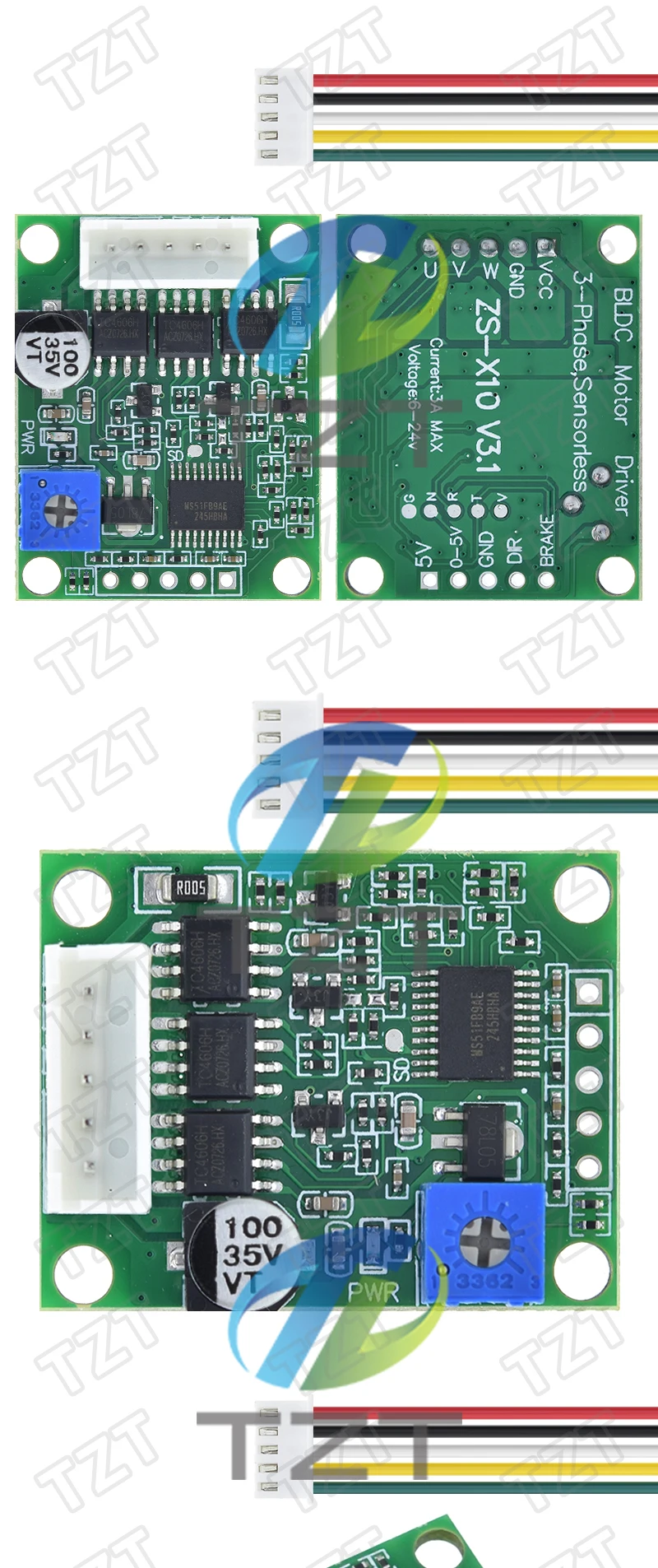 1/3 Stück DC 6-20V 60W 12V Bürstenloser Motor-Treiber-Board BLDC Geschwindigkeitsregler 3-Phasen-Regler Hallless-Schaltmodul Mit Kabel – Detail 4