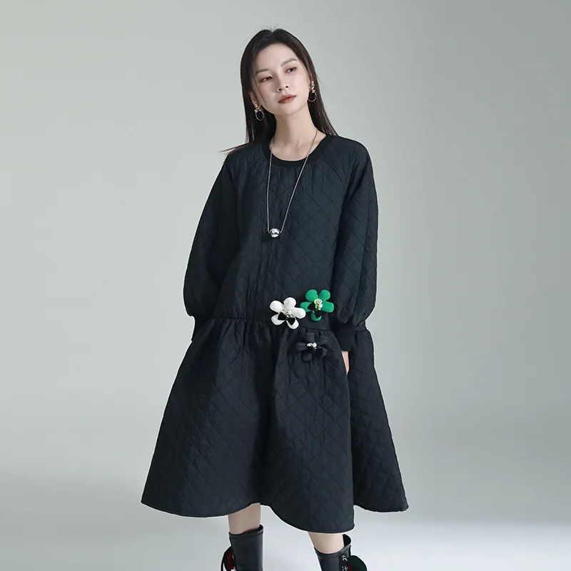 여성용 루즈한 대형 디스플레이 면 의류 드레스, 얇은 긴 면 의류, 패딩 재킷, 틈새 디자인, 봄 신상