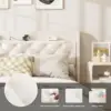 2025 White King Size Floating Bed Frame with LED Lights, Upholstered PU Leather Platform Bed Button Tufted Headboard Storage 5