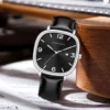 Hannah Martin Top Brand Black Leather Watch Original Quartz Movement Casual Business Style Square Fashion Men's Gift Wrist Watch 2