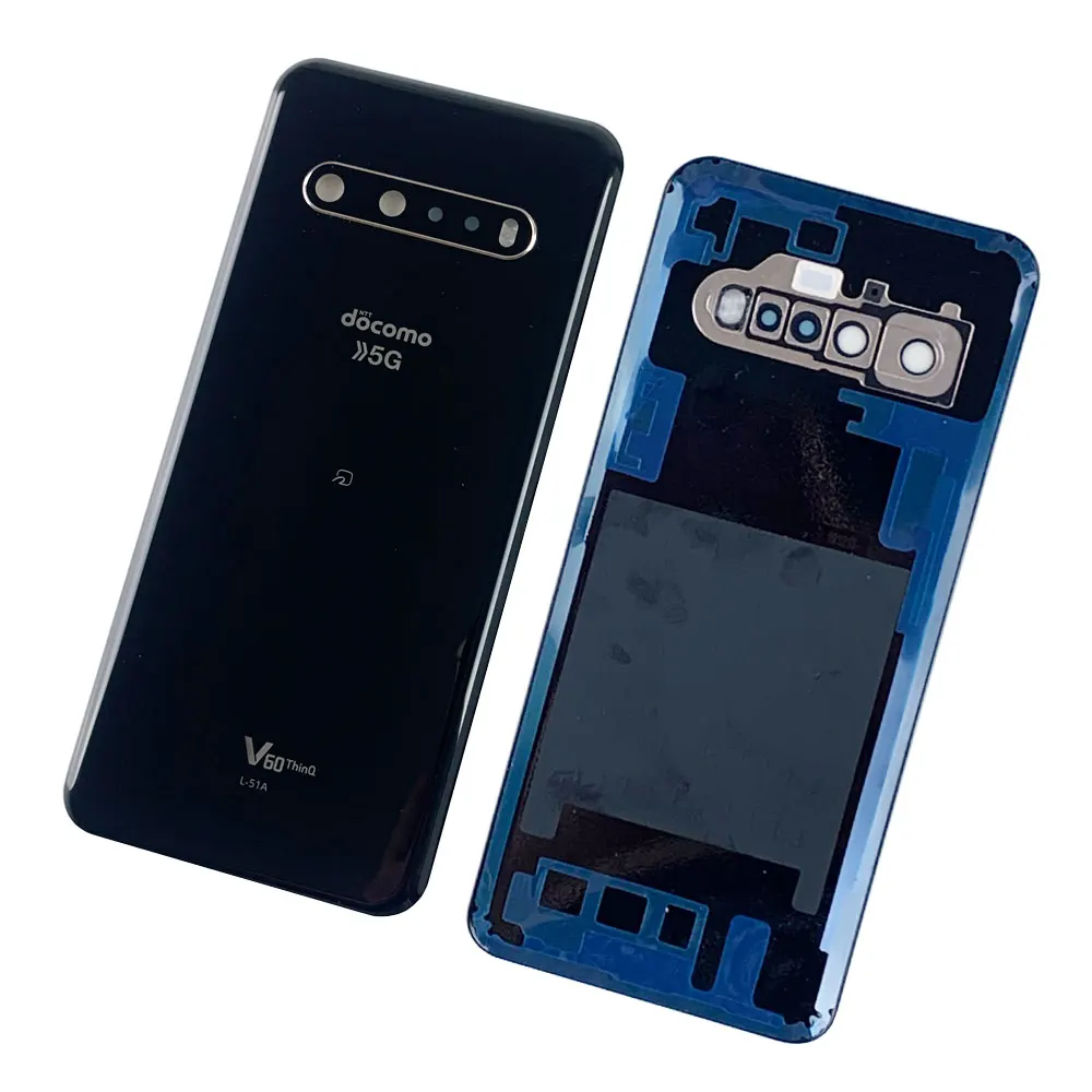 LG V60 ThinQ 5G용 유리 배터리 커버 후면 하우징 백 커버 배터리 도어 케이스 + 카메라 렌즈