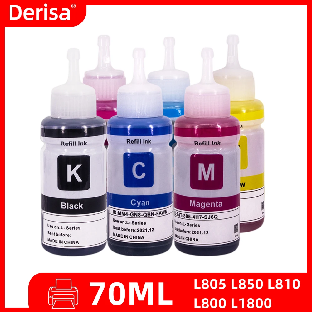 Derisa 673 T673 Ricarica Inchiostro Colorante Compatibile Per Epson Ecotank L805 L850 L810 L800 L1800 Stampante Inchiostro Colorante Ricaricabile