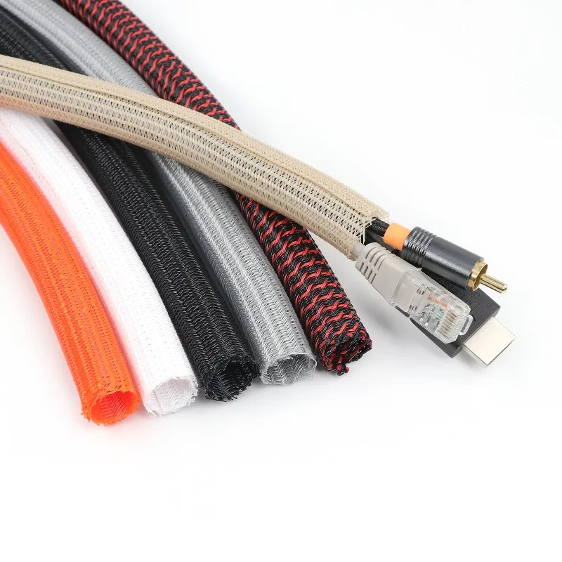 PET Braided Self-Closing Cable Sleeve - High-Protection, Wear-Resistant Insulated Wire Organizer