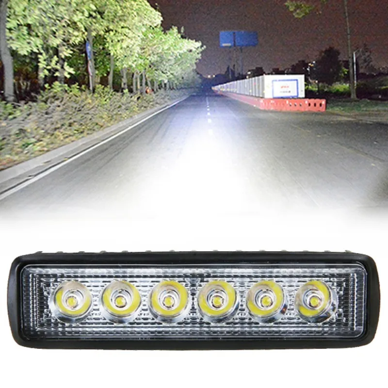 18w 6 LED Car Work Light DRL Spotlight High Bright Waterproof Auto Offroad SUV Truck Headlight Driving Warning Lamp 12-24V 6000K