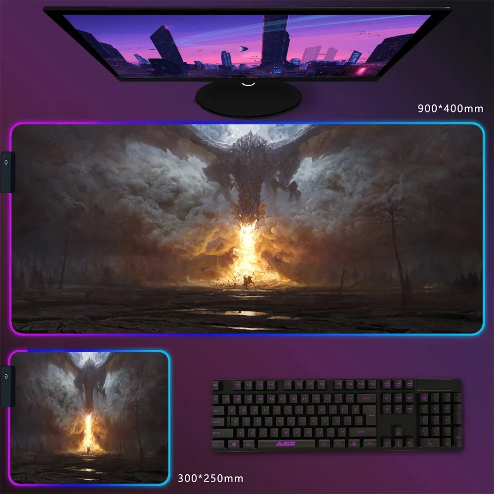 Enhanced RGB Gaming Mousepad - Extra Large Desk Mat with LED Lighting