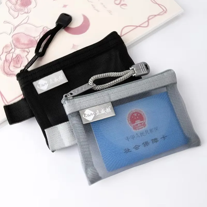 Mini Zipper Mesh Bag Transparent Portable Small Cosmetic Toiletry Organizer for Girls Travel School Supplies Durable Gift Desk