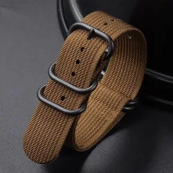 Premium Nylon Military Sport Watch Strap - Breathable Men's Wristband Accessory - 22mm (Brown - Black)