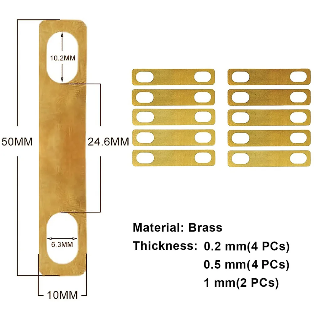 Universal Neck Shim Guitar 0.2mm 0.5mm 1mm 10pcs/set Brass Shims Electric Guitar Guitar Accessories Practical