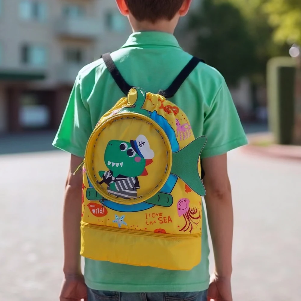 Dry Wet Separated Kids Swim Backpack Swiming Storage Bag Pool Drawstring Sport Gym Bag Travel Knapsack with Shoe Compartments