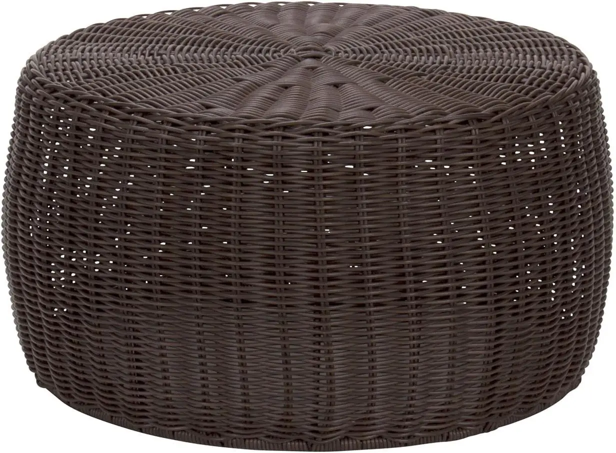 

Resin Wicker Footstool Ottoman | Brown(16"D x 16"W x 9"H)