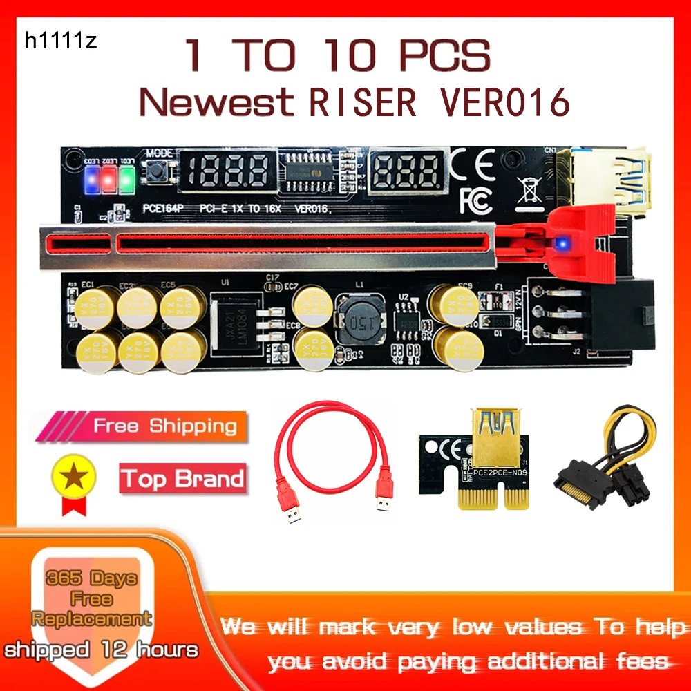 Usb Mining Riser para Placa de Vídeo Pci Express X16 Temperatura Tensão Rgb Led p Ver016 Pcie 016 V016 110 Pcs
