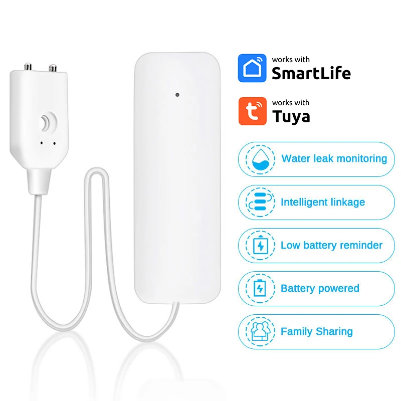 

Tuya WiFi Smart Water Leak Sensor Security Sound Alarm System Accessories Flood Leakage Remote Monitor Water Overflow Sensor