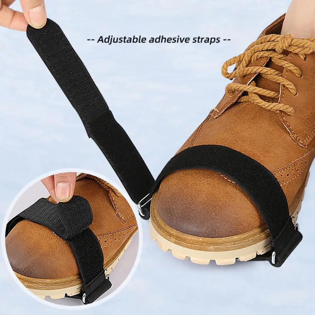 Shoes Ice Cleats 7 Spikes Adjustable Fastener Tape Anti-slip Outdoor Climbing Boots Ice Snow Grips ice gripper spike climbing crampons