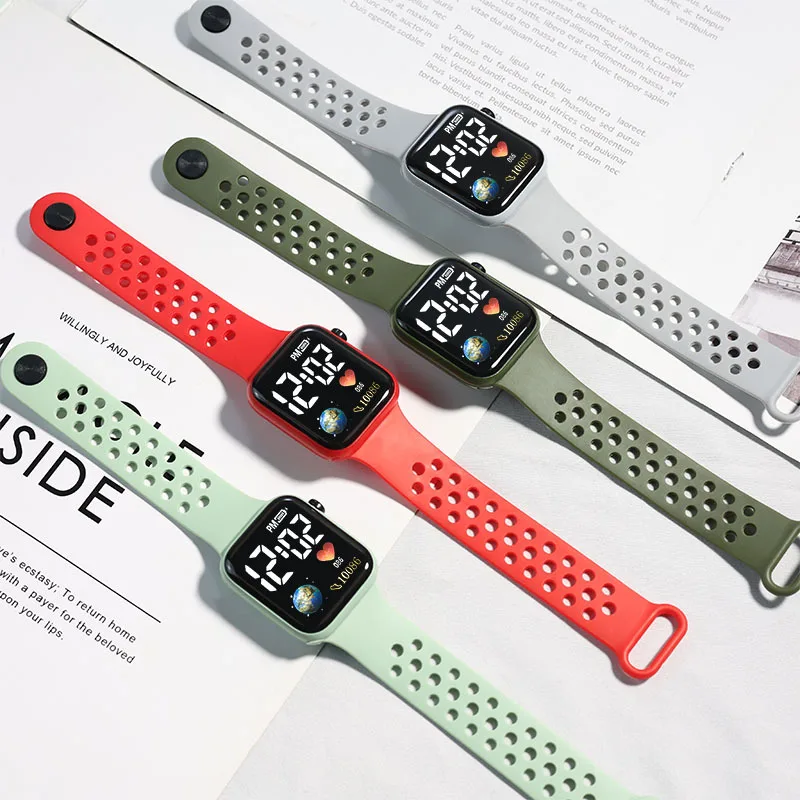

Fashion Digital Children Watches for Women Electronic LED Men's Watch Military Army Rubber Watchband Kids Clock Gift