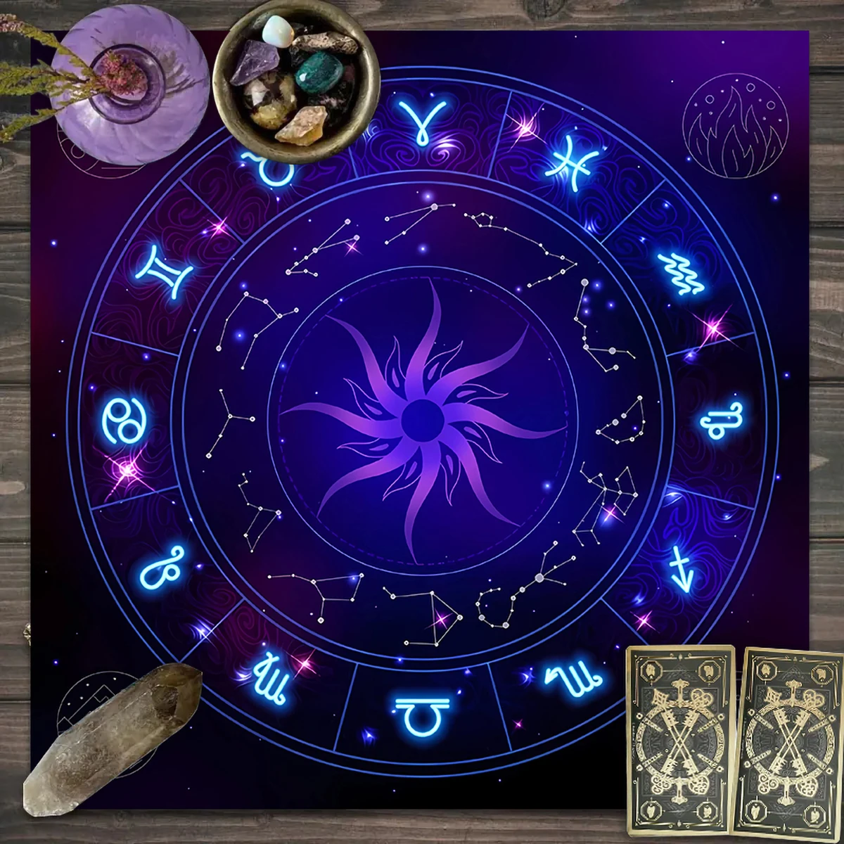 1pc Tarot card tablecloth, mysterious rune astrology altar cloth, witchcraft cabin decoration tablecloth, card game tablecloth