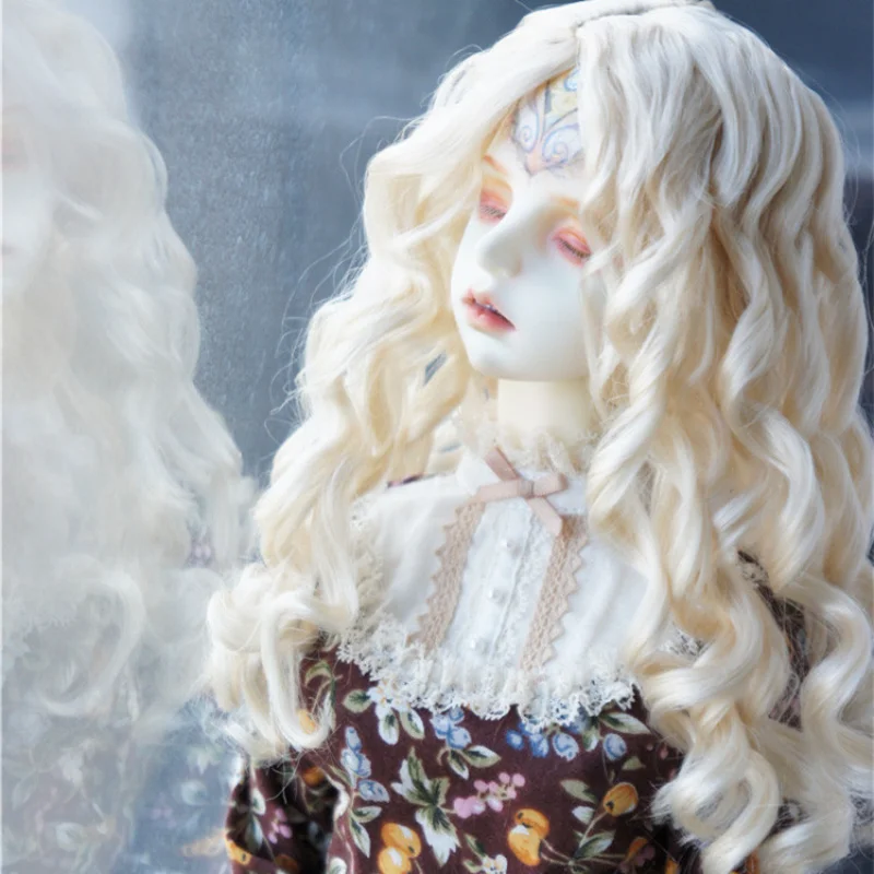 BJD Ceramic Doll Wig Ob11 Imitation Mohair Medium Split Wave Curl Wig Doll Accessories